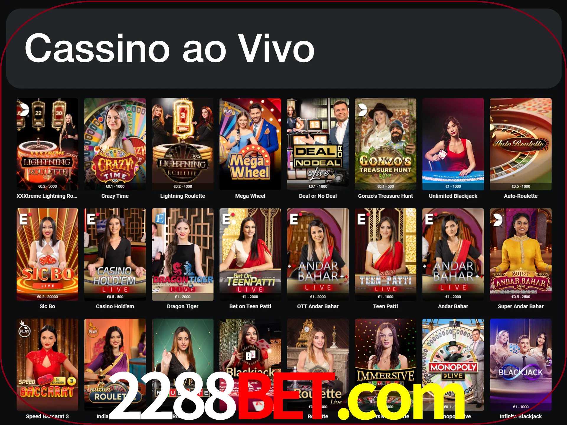 Jogue jogos de cassino com um verdadeiro dealer.