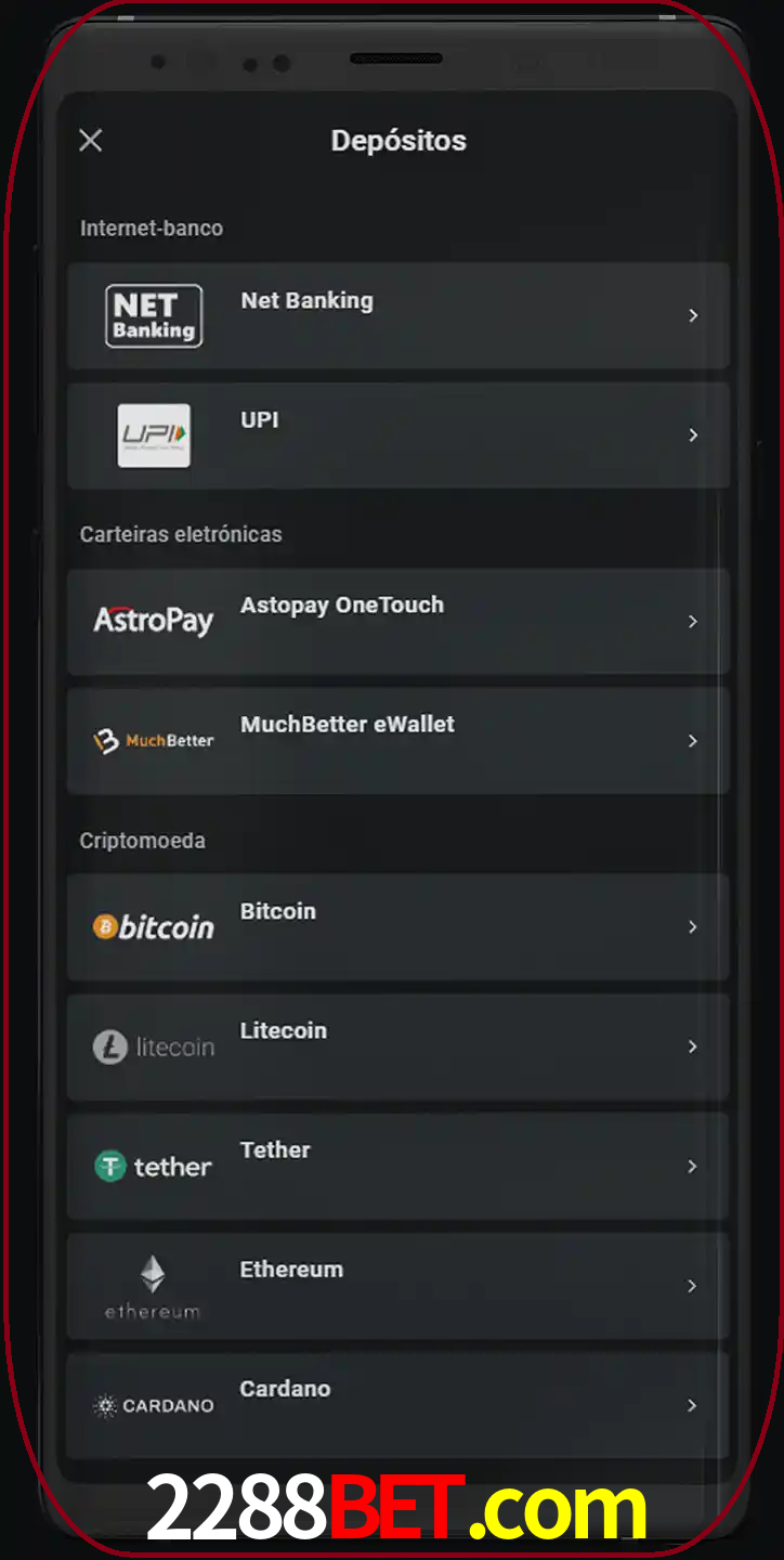 Você pode usar métodos alternativos de depósito.